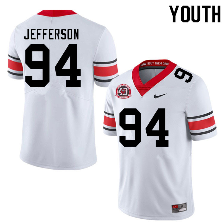 Youth #94 Jonathan Jefferson Georgia Bulldogs Nationals Champions 40th Anniversary College Football - Click Image to Close